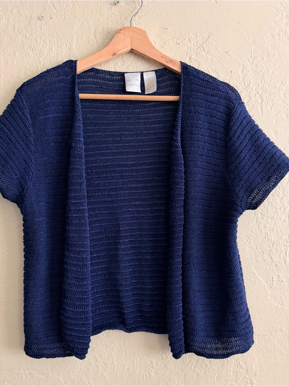 Emma James Navy Open-Front Short-Sleeve Cardigan
